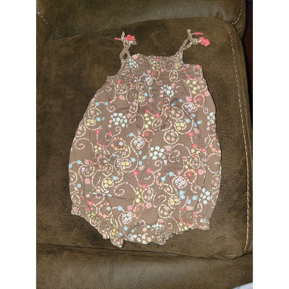 Gymboree brown floral bubble romper size 12 18 months